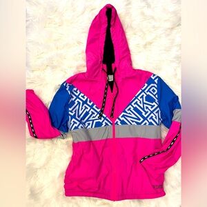 PINK hot pink and blue jacket